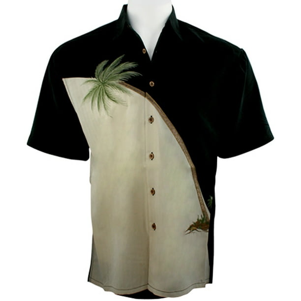 Bamboo Cay Mens Hurricane Palm Embroidered Casual Hawaiian Button Down Shirt
